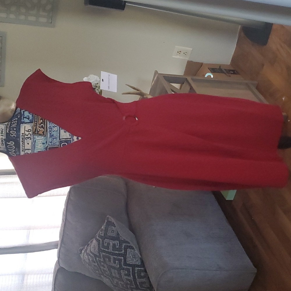 Women's Liz Claiborne deep red faux wrap dress